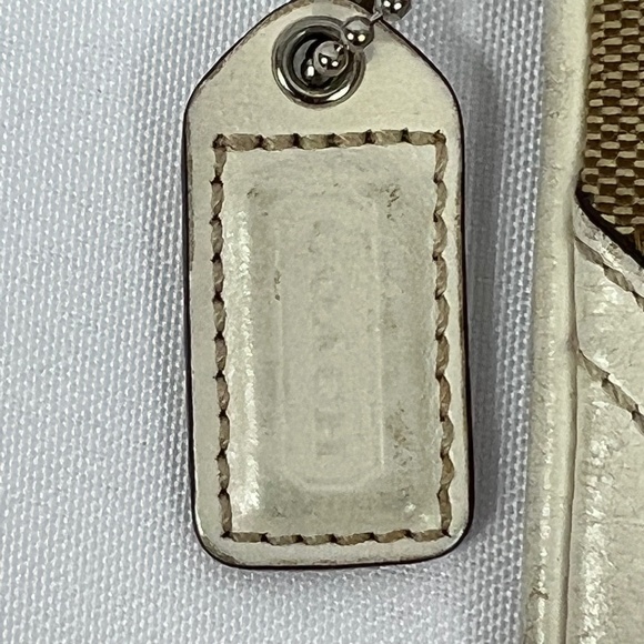 Coach Signature Brown Tan Cream Zipper Wristlet - Picture 6 of 14